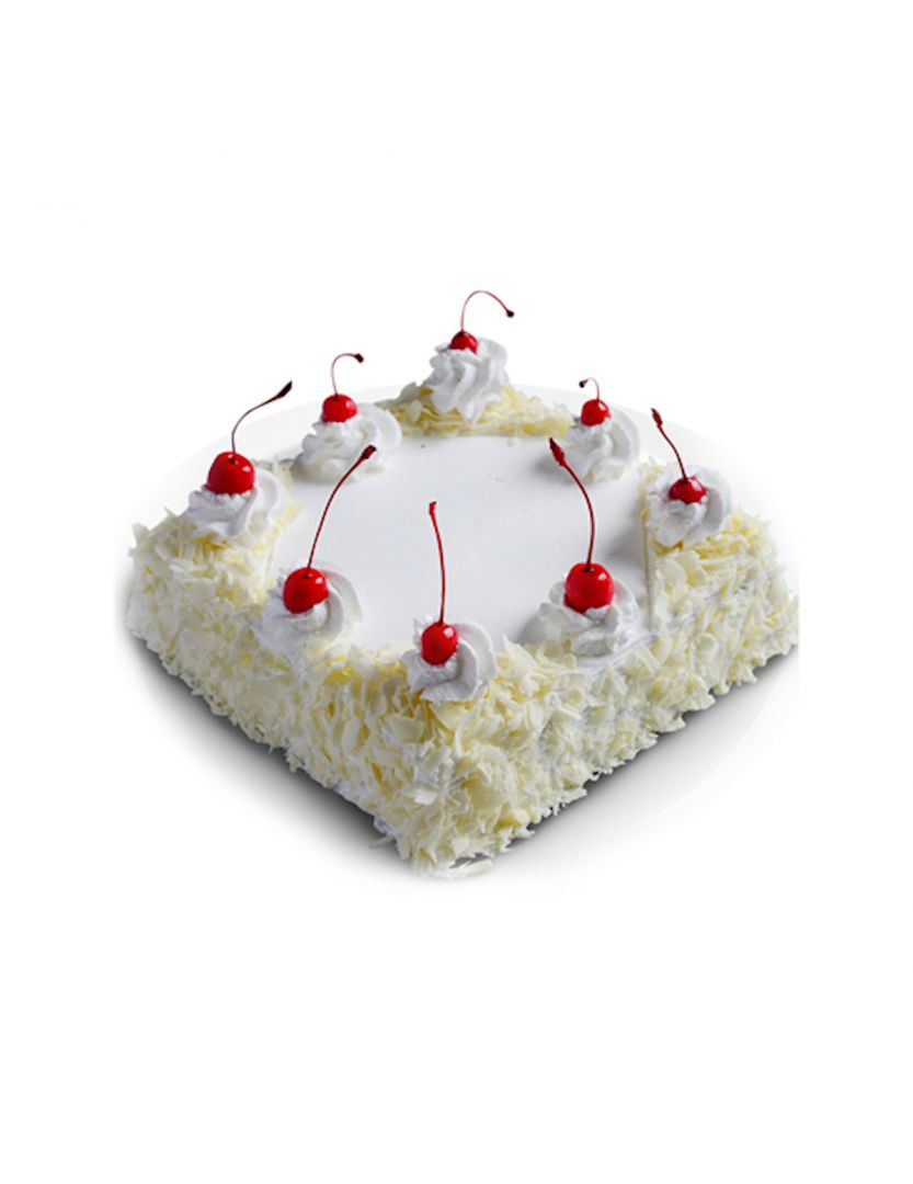 Send Fresh baked irresistible White Forest Half Kg Square Cake ...